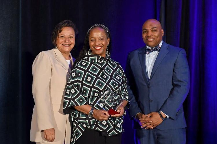  Interim Awards Chair James Felton III, Vice President Mary Lomax-Ghirarduzzi and NADOHE President Paulette Granberry Russell