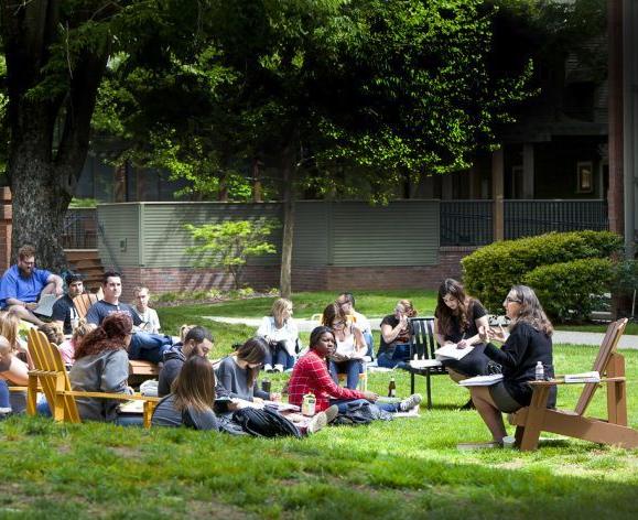 Professor Moylan teaching a class outside